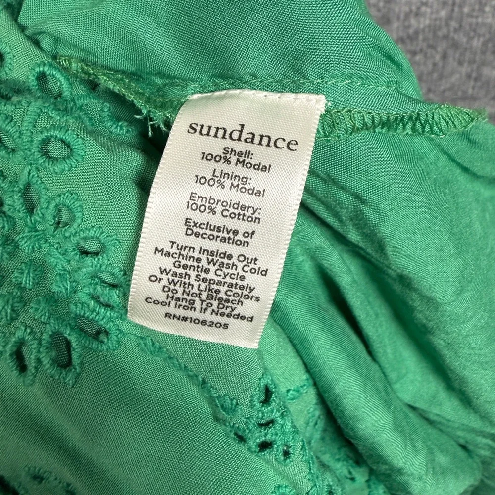 Sundance Size Medium Eyelet Maxi Dress Green Modal Spaghetti Straps Sleeveless - Picture 8 of 10
